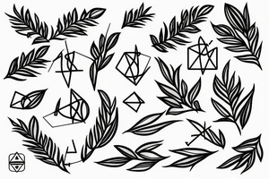 A portrait of an olive branch with quantum physics tattoo idea