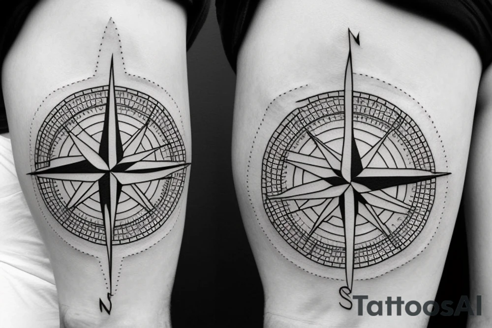 compass with a world map tattoo idea