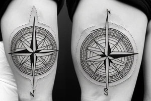 compass with a world map tattoo idea
