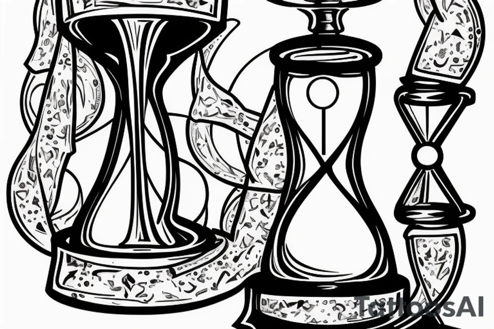 An hourglass with a human chain inside, the top of the hourglass means life at the bottom death tattoo idea