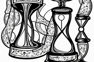 An hourglass with a human chain inside, the top of the hourglass means life at the bottom death tattoo idea