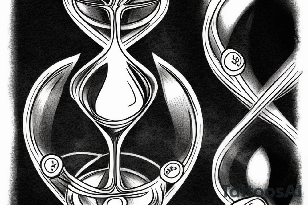 An hourglass with a human chain inside, the top of the hourglass means life at the bottom death tattoo idea