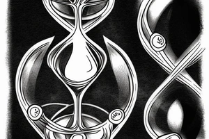 An hourglass with a human chain inside, the top of the hourglass means life at the bottom death tattoo idea