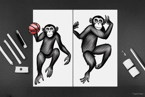 monkey playing basketball tattoo idea