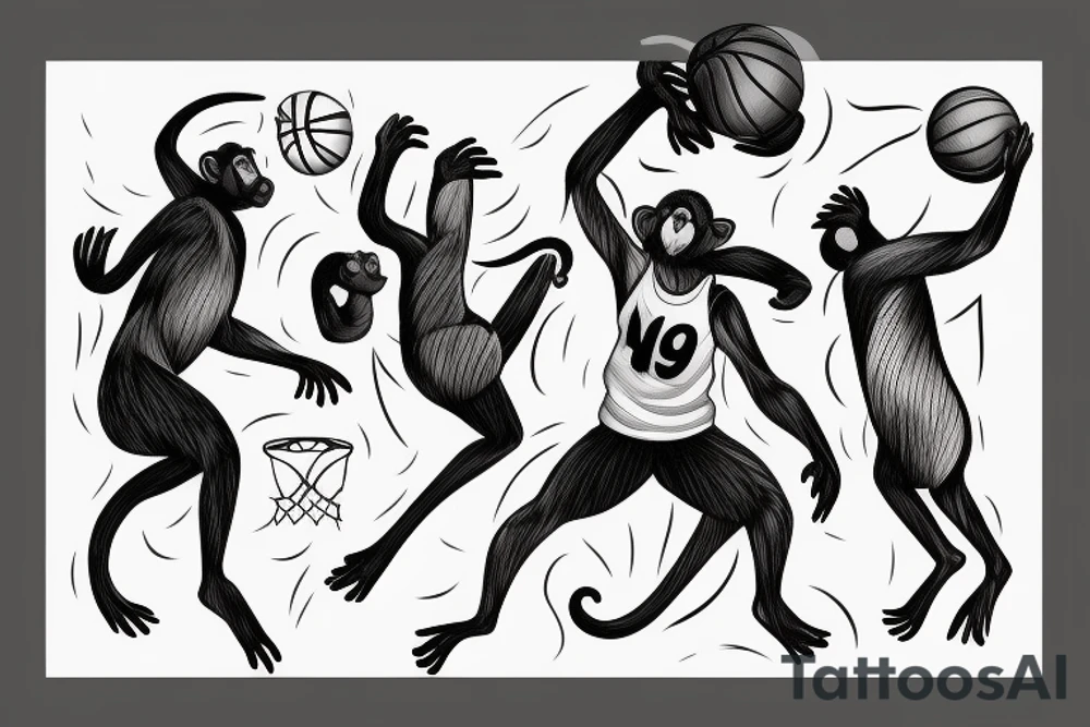 monkey playing basketball tattoo idea