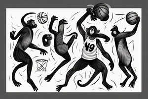 monkey playing basketball tattoo idea