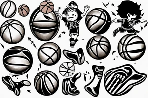 little man playing basketball tattoo idea