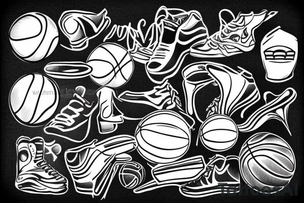 little man playing basketball tattoo idea