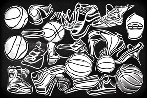 little man playing basketball tattoo idea