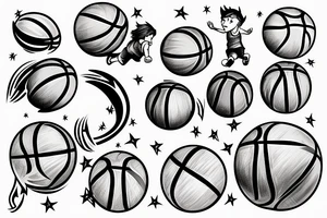 little man playing basketball tattoo idea