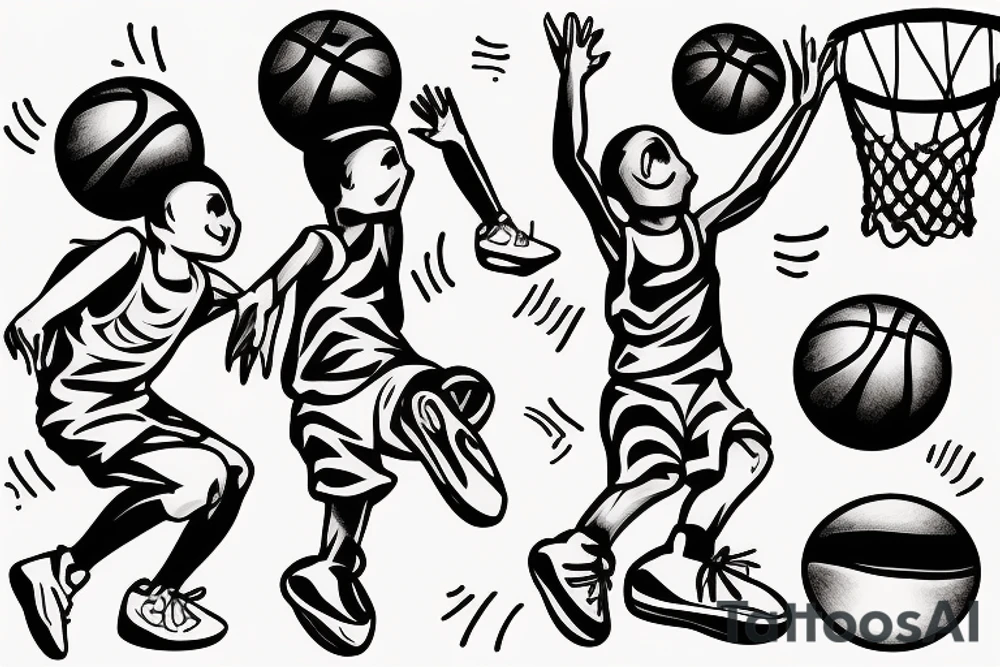 little man playing basketball tattoo idea
