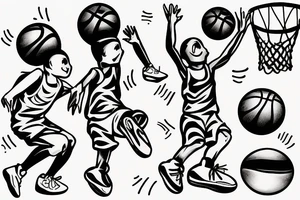 little man playing basketball tattoo idea