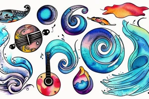 Music, ocean, waves, cosmos tattoo idea