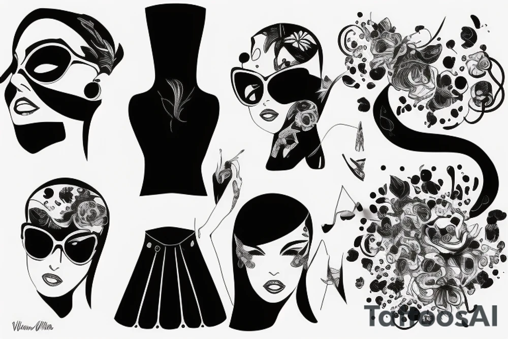 Fine line futuristic da Vincci with Valentina name tattoo idea
