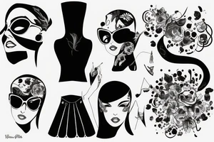 Fine line futuristic da Vincci with Valentina name tattoo idea