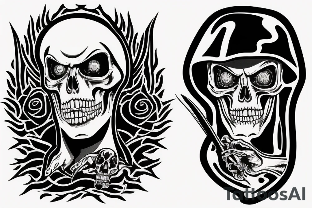 Grim reaper behind a 1968 dodge charger tattoo idea