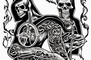 Grim reaper behind a 1968 dodge charger tattoo idea