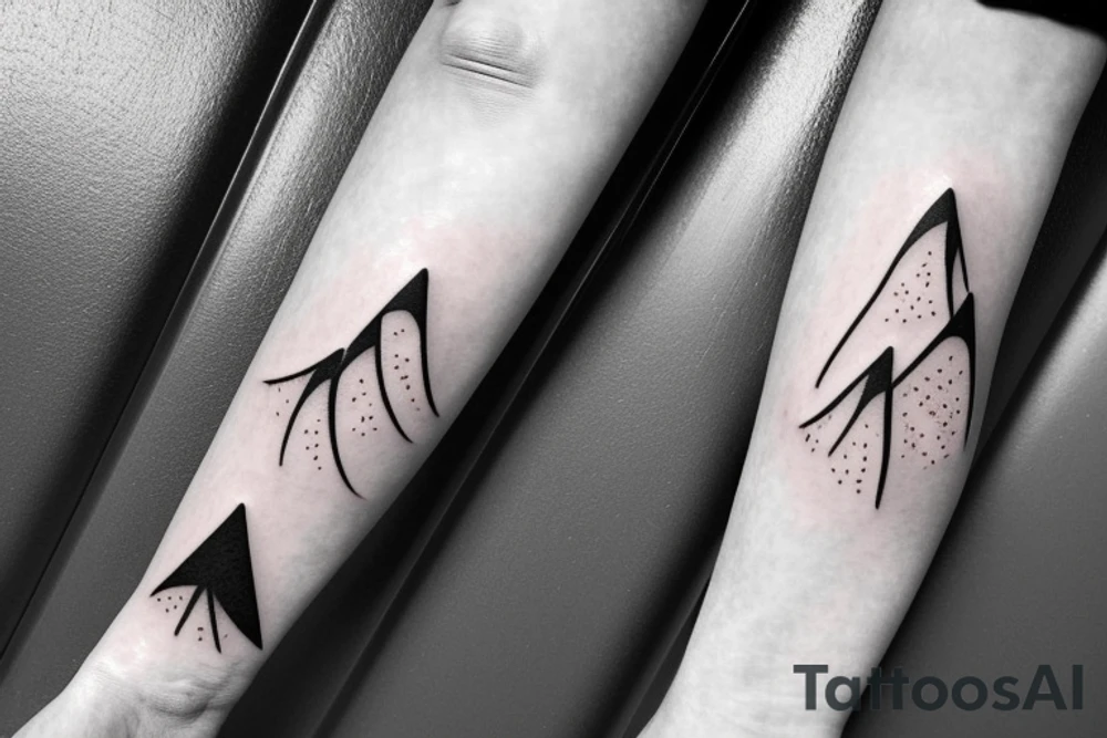 Thin line landscape of mountains and a tidal wave tattoo idea