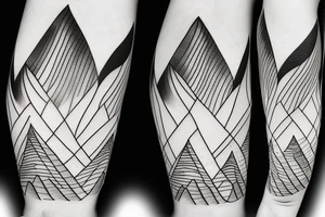 Thin line landscape of mountains and a tidal wave tattoo idea
