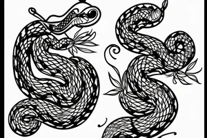 Snake sliding on a flower tree tattoo idea