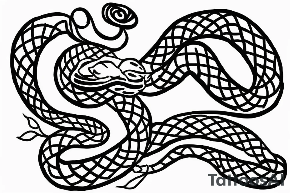 Snake sliding on a flower tree tattoo idea