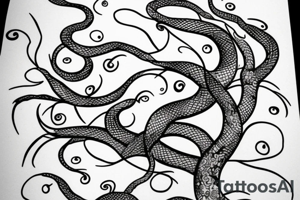 Snake sliding on a flower tree tattoo idea