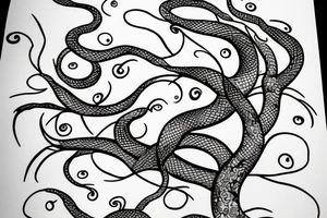 Snake sliding on a flower tree tattoo idea