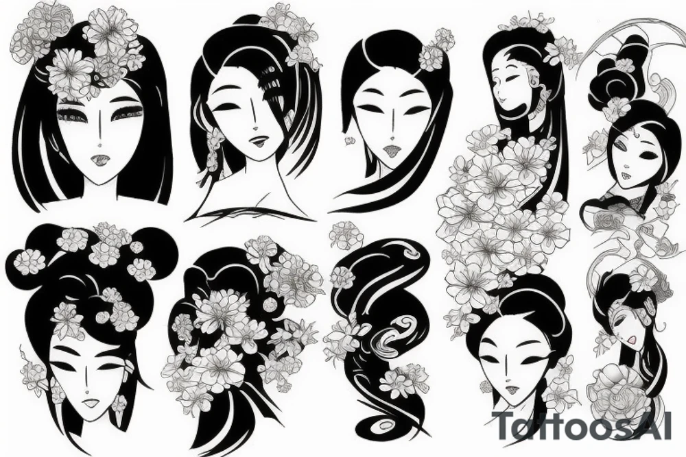 beautiful Japanese woman tattoo idea