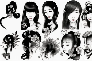 beautiful realistic Japanese woman tattoo idea