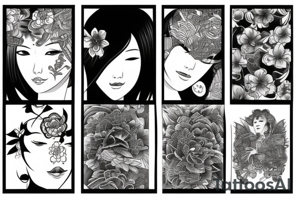 detailed Japanese woman tattoo idea