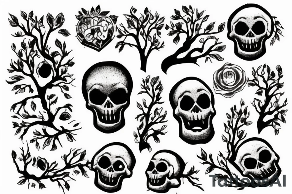 skull with a tree coming out of it tattoo idea
