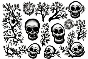 skull with a tree coming out of it tattoo idea