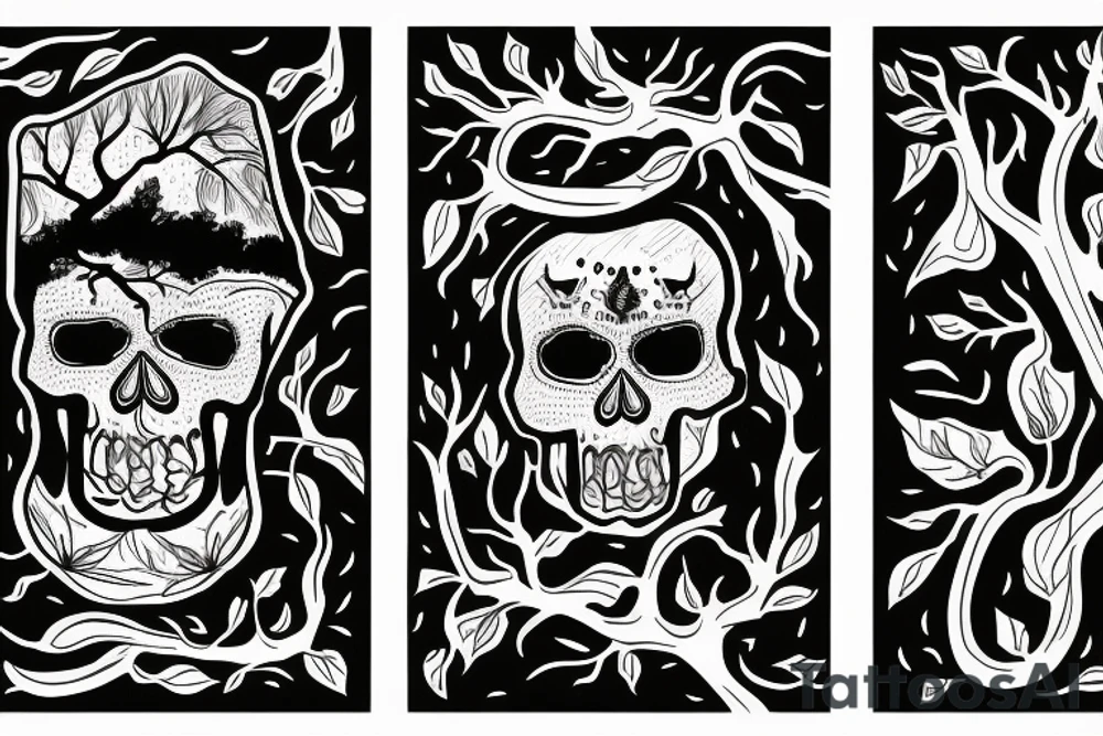 skull with a tree coming out of it tattoo idea