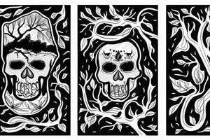 skull with a tree coming out of it tattoo idea