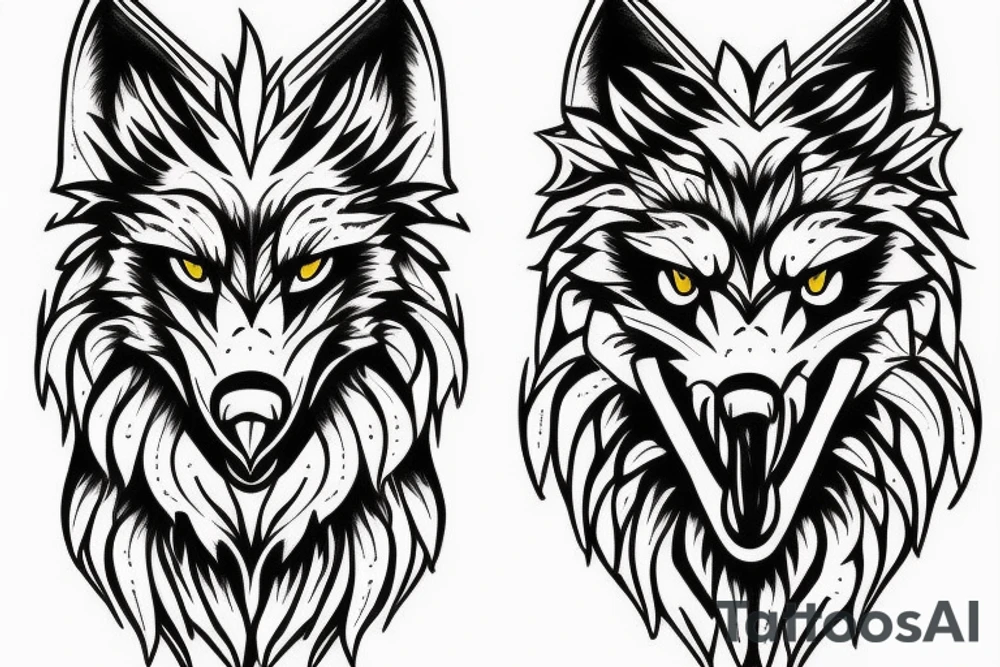 angry fenrir wolf tattoo idea