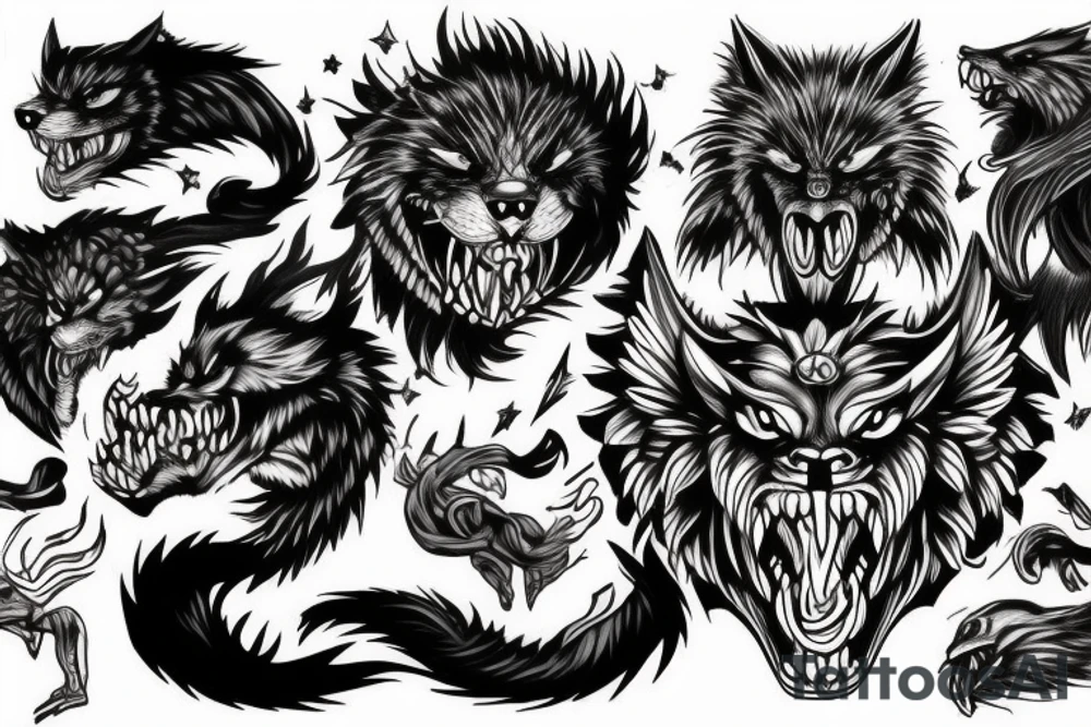 angry fenrir tattoo idea