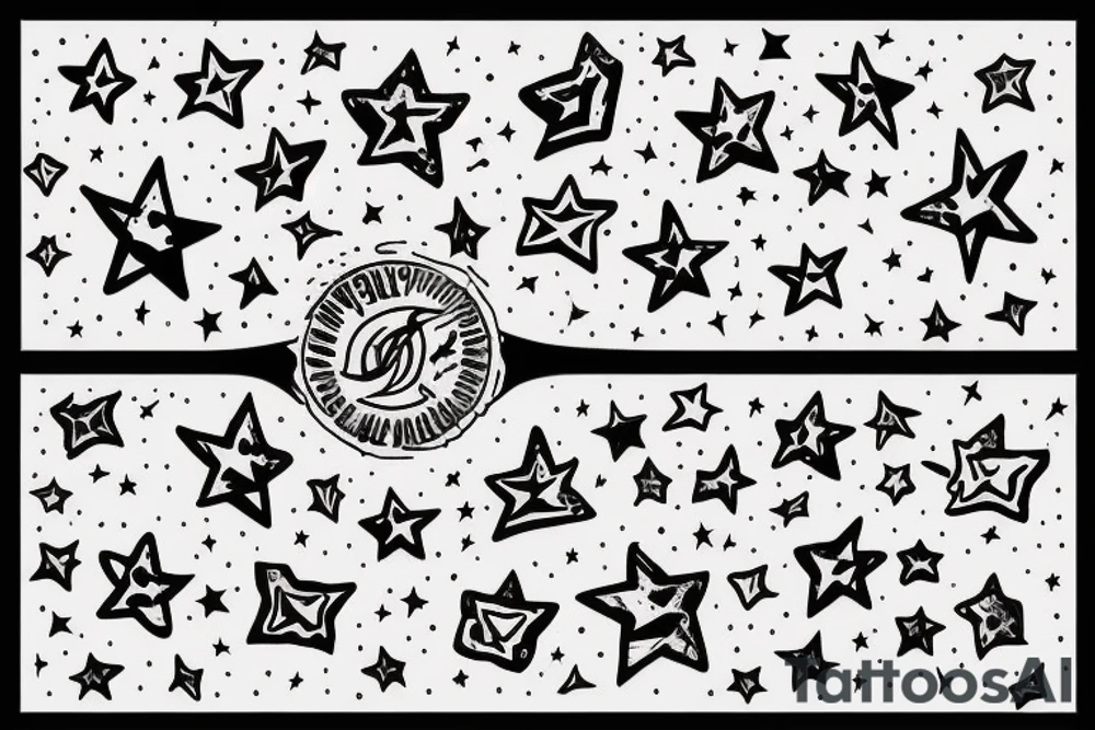 I want colour tattoo shooting stars and bunch of stars around it only small tattoo idea