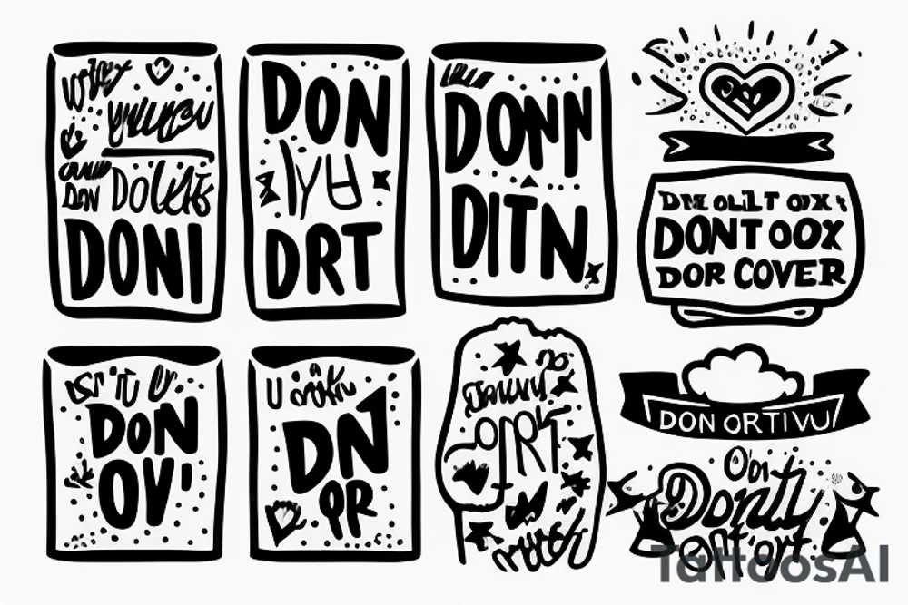 The sentence "Don't cry over it" written on a milk box tattoo idea