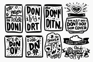 The sentence "Don't cry over it" written on a milk box tattoo idea
