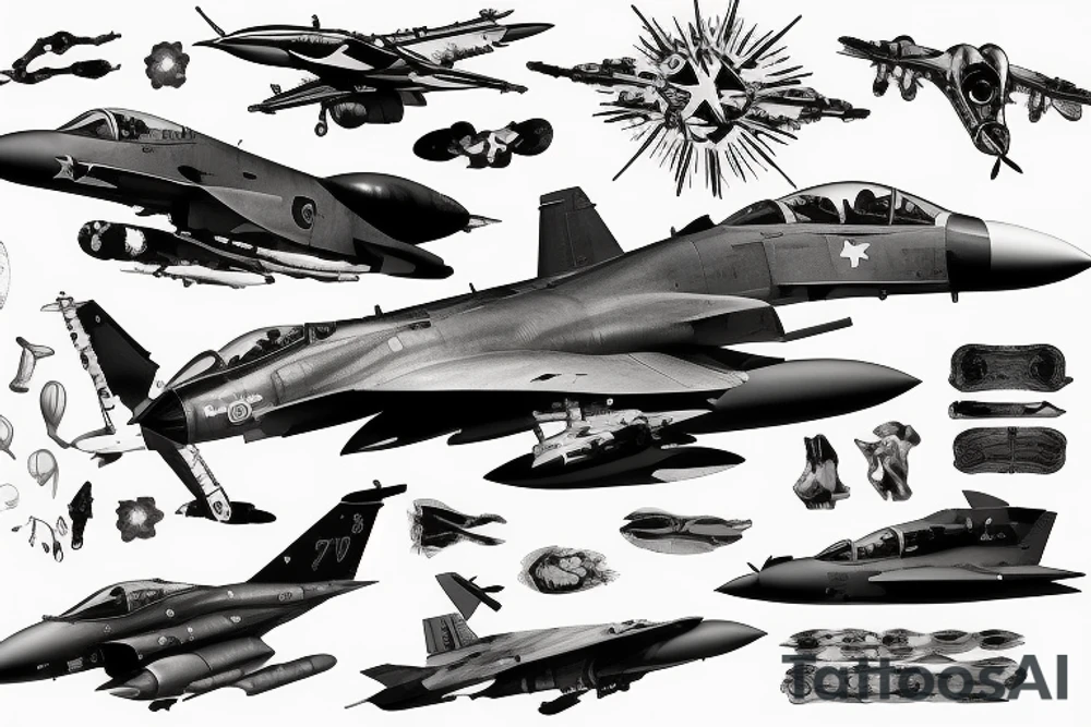 Fighter jet flying tattoo idea