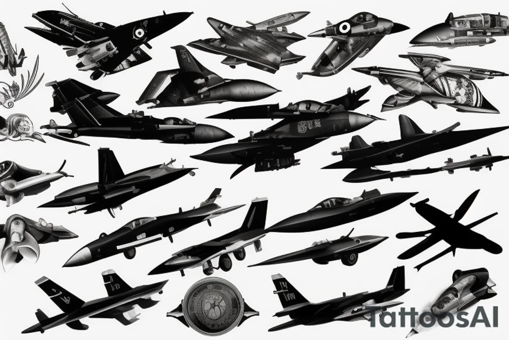 Fighter jet flying tattoo idea
