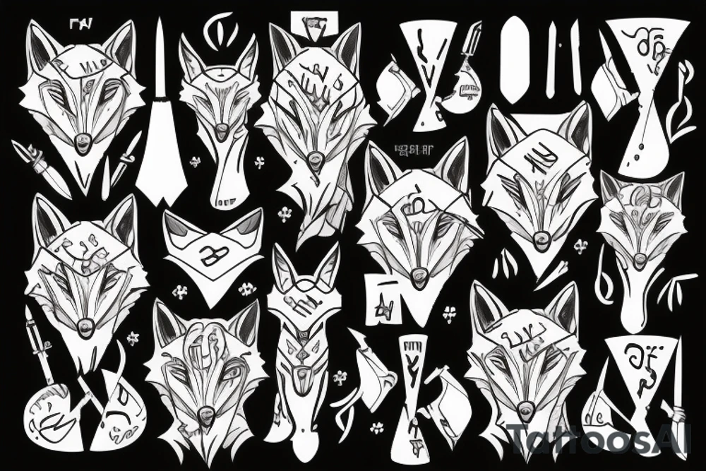 Fox with knives tattoo idea