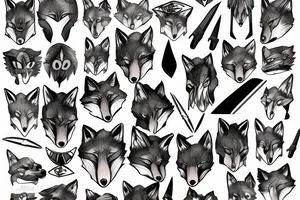 Fox with knives tattoo idea