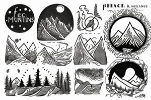 Finding peace next to the mountains tattoo idea