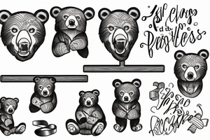 cross with a ribbon through it with a bear tattoo idea