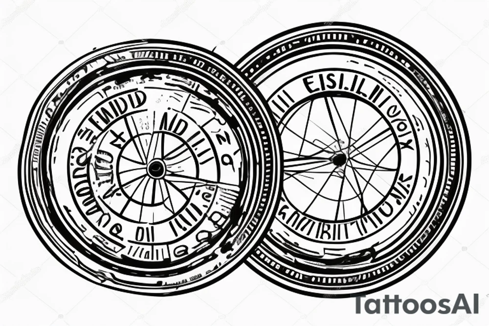 Wheel with phrase: “End - essential of return” tattoo idea