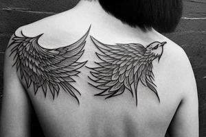 simple fine line phoenix on shoulder tattoo idea