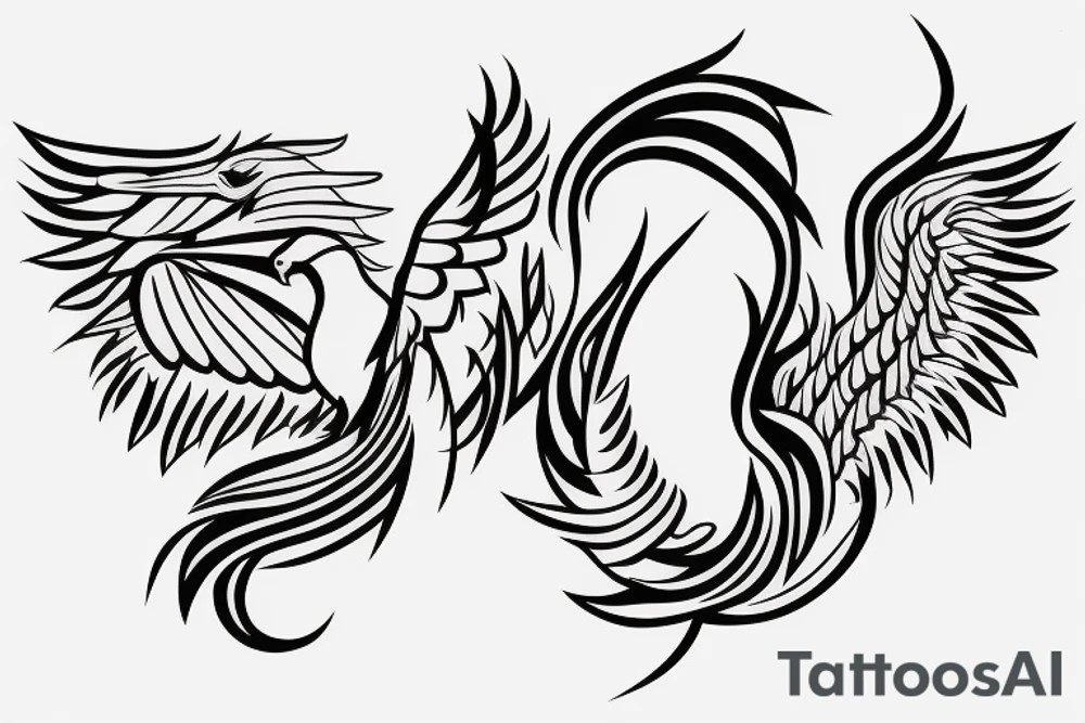 simple fine line phoenix on shoulder tattoo idea