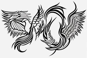 simple fine line phoenix on shoulder tattoo idea
