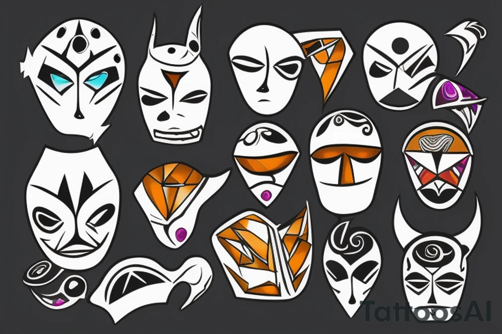 Broken menpo mask tattoo idea